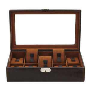 Scatola porta orologi in legno di quercia marrone - 10 orologi, Disponibile!
