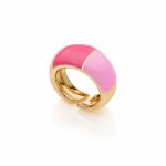 UNOAERRE Anello in bronzo dorato con smalto fucsia e rosa EXA0020004-2099