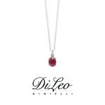 DI LEO Girocollo con diamanti ct compl. 0,02 oro bianco 18 KT e rubino Daydream52/02